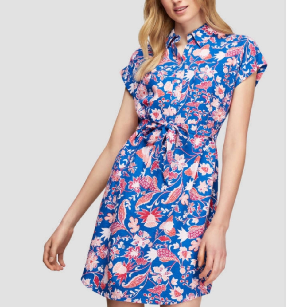 Button down flower print dress
